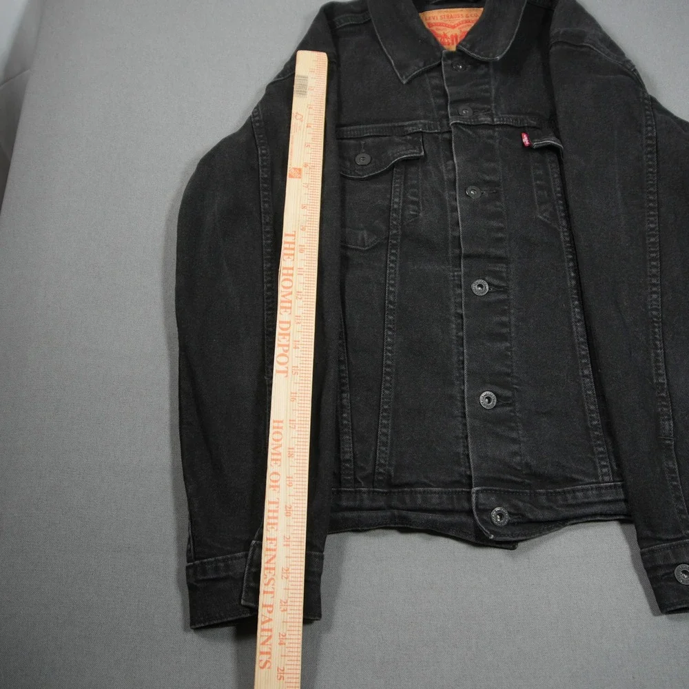 Levi's Black Denim Trucker Jean Work Moto Men Jacket M Type 3 Western